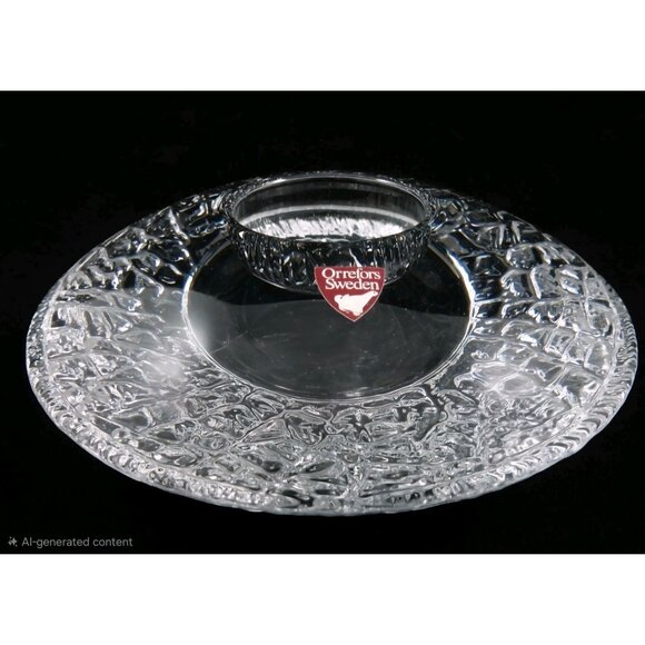 Orrefors Sweden Crystal Textured Glass votive candle Holders - Set Of 2 - Picture 2 of 5